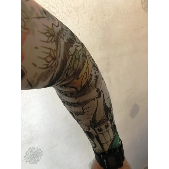 Çift Kol Giyilebilir Dövme Manzara Desenler Tattoo Sleeve