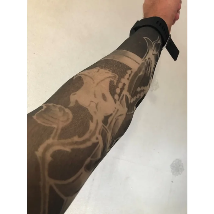 Çift Kol Giyilebilir Dövme Siyah Güllü Desenler