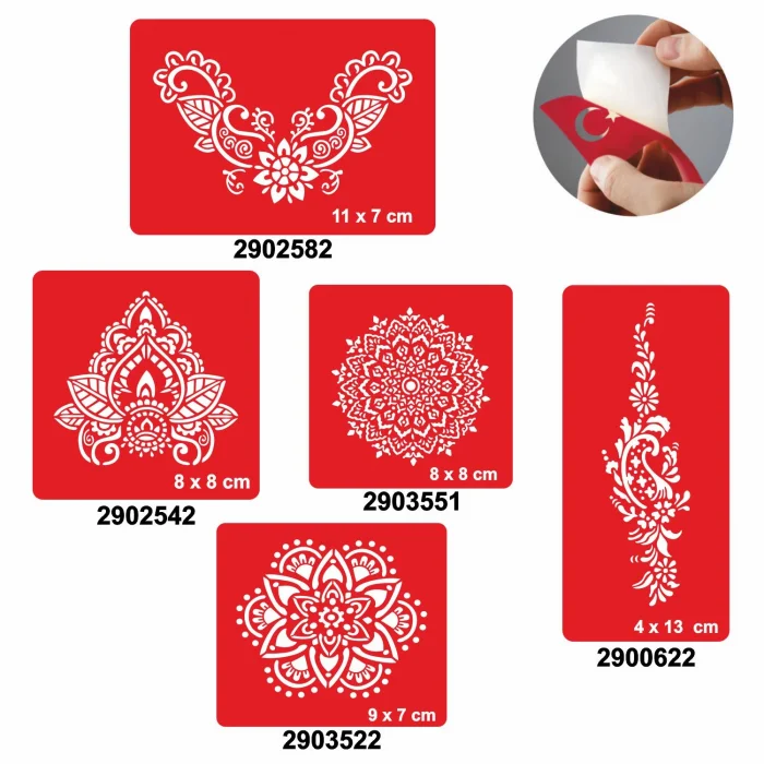Dantel Modelleri 5li Set Geçici Dövme Kına Şablonu