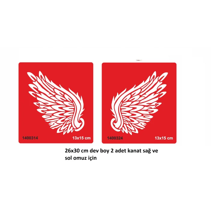 Dev Boy 2 Adet Kanat Sağ ve Sol Omuz Geçici Dövme Şablonu