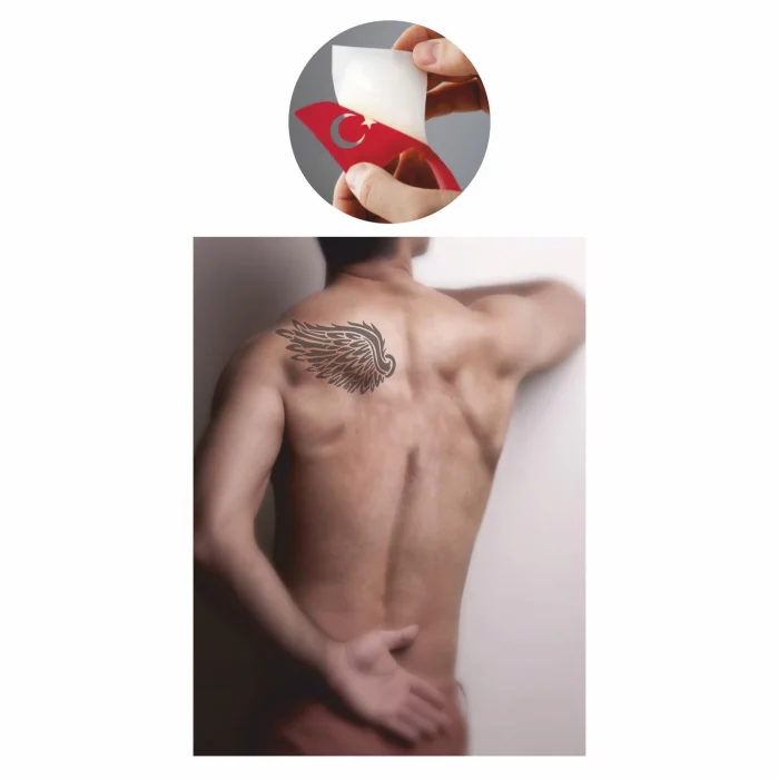 Dev Boy 2 Adet Kanat Sağ ve Sol Omuz Geçici Dövme Şablonu