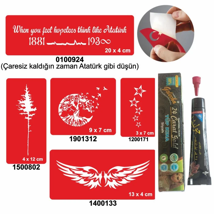 Doğa Desenleri Hint Kınası ile Geçici Dövme Yapma Seti