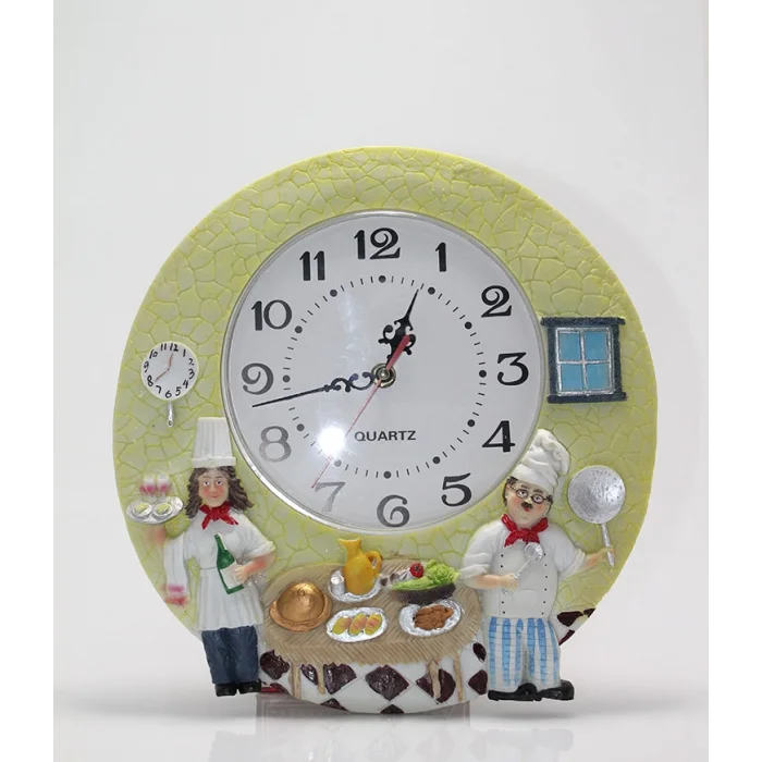 Duvara Asmalı Aşcı Tasarımlı Polyester Saat TKN1543
