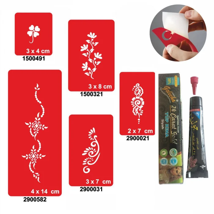 El Ayak Süsleme Desenleri Kına ile Geçici Dövme Yapma Seti