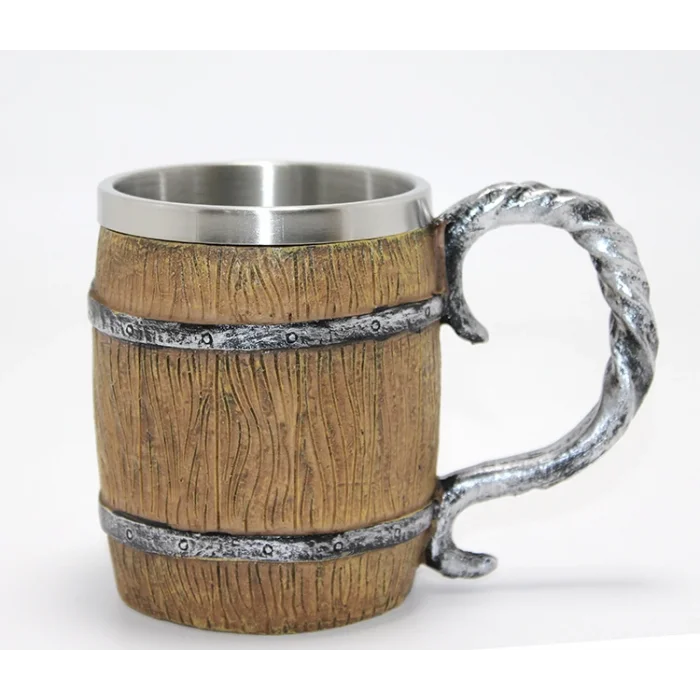 Fıçı Tasarımı 3D Kabartmalı Paslanmaz Çelik Kupa Bardak SPR4385