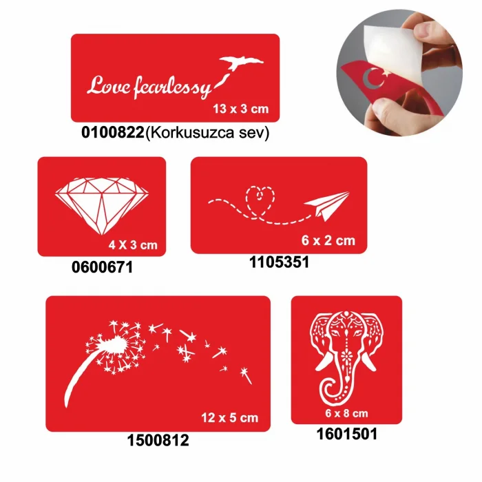 Filli 5li Set Geçici Dövme Kına Şablonu