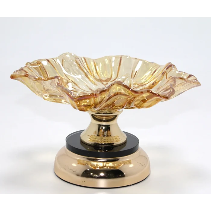 Gold Detaylı Ayaklı Dekoratif Cam Sunumluk SPR4887
