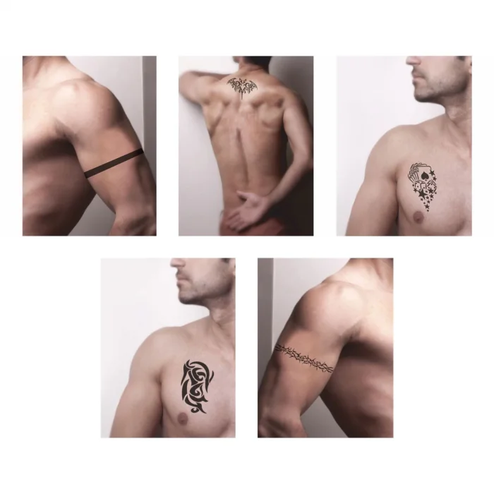 Güçlü Erkek Modelleri 5li Set Geçici Dövme Kına Şablonu