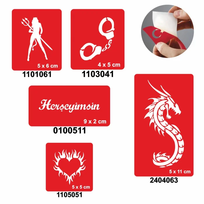 Herşeyimsin 5li Set Geçici Dövme Kına Şablonu