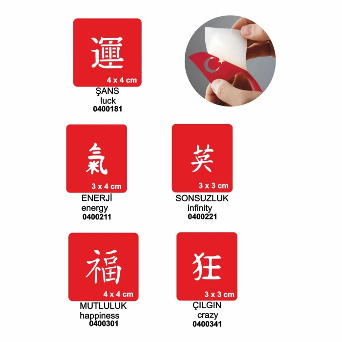Japon Kanjiler 5li Set Geçici Dövme Kına Şablonu