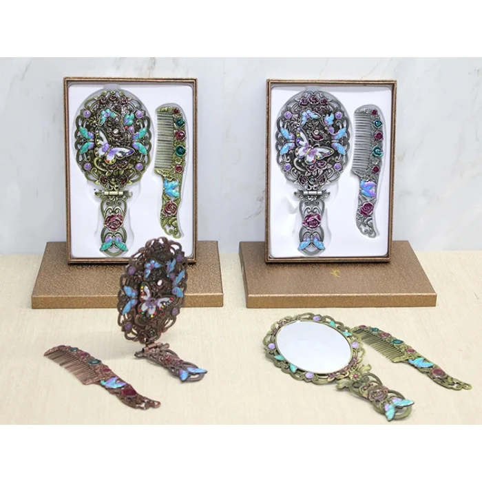 Kelebek Katlanabilir Ayna Ve Tarak Seti Büyük Boy SPR4981