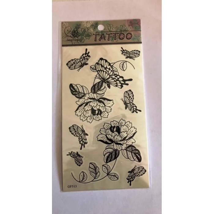Kelebek ve Gül Yapıştırma Sticker Dövme Geçici Dövme Temporary Tattoos