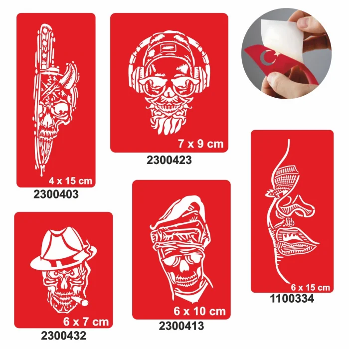 Korkusuz kuru kafa Modeller Dövme Şablonu Kına Deseni