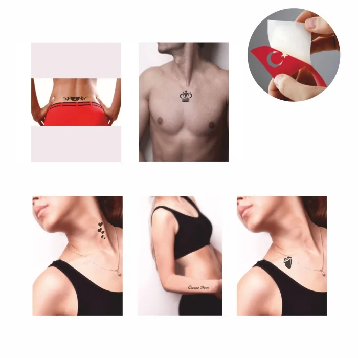 Kralın Kalbi desenleri Hint Kınası ile Geçici Dövme Yapma Seti