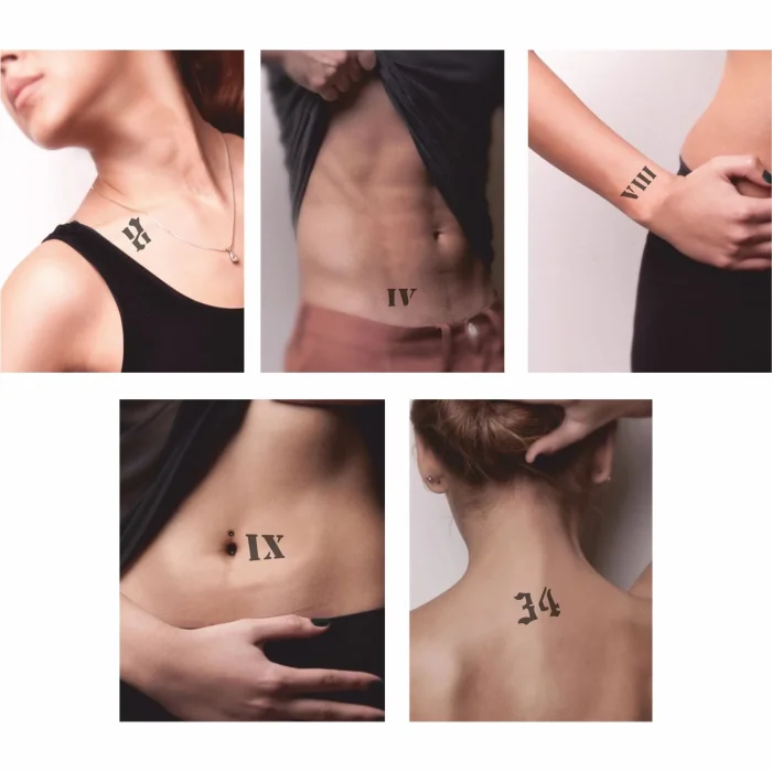 Latin ve Roma rakamları Hint Kınası ile Geçici Dövme Yapma Seti