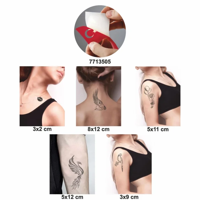 Melekler Korusun 5 li Set Geçici Dövme Kına Şablonu