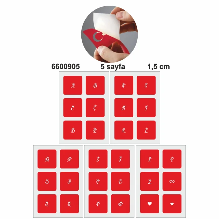 Mini Taçlı Harf  Dövme Şablonu Seti