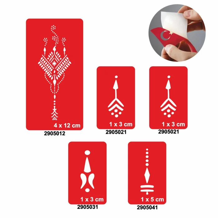 Mısır Motifi 5li Set Geçici Dövme Kına Şablonu