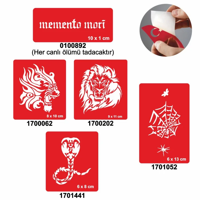 Örümcek Ağı 5li Set Geçici Dövme Kına Şablonu