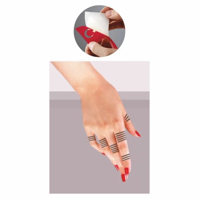 Parmak İçin Çizgi Deseni Set Geçici Dövme Kına Şablonu