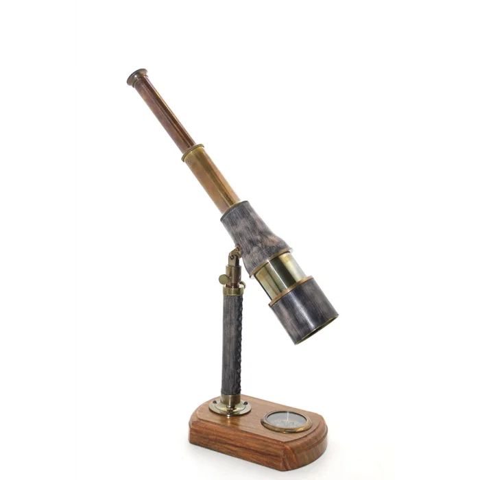 Pirinç Ayaklı Pusulalı Dürbün Deri İşlemeli 15600