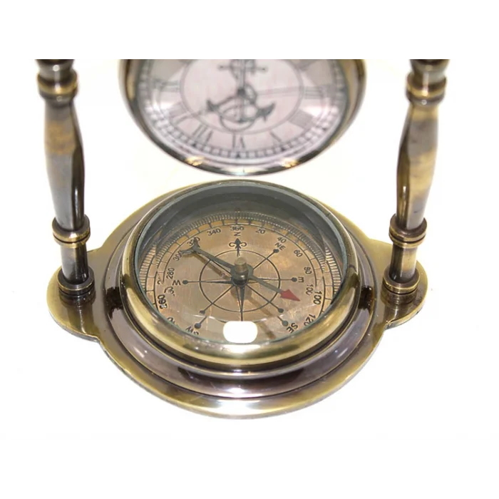 Pirinç Masa Üstü Pusulalı Saat 15224