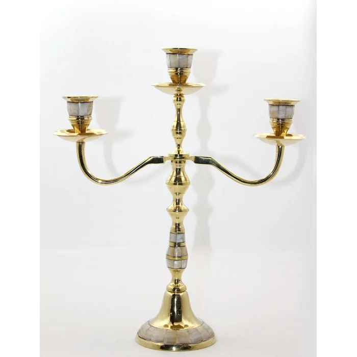 Pirinç Sedefli 3Lü Şamdan 19124