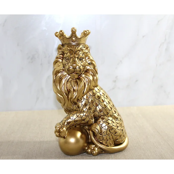 Polyester Dekoratif Taçlı Aslan Figürü SPR2574