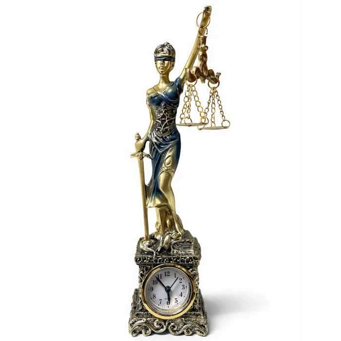 Polyester Saatli Adalet Figürü SPR4427