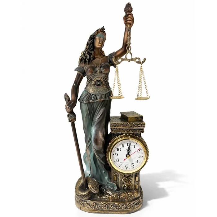 Polyester Saatli Adalet Figürü TKN4416