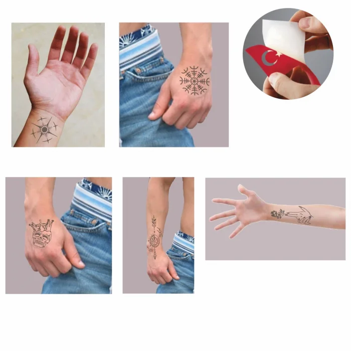 Pusula Gül Desenleri Hint Kınası ile Geçici Dövme Yapma Seti