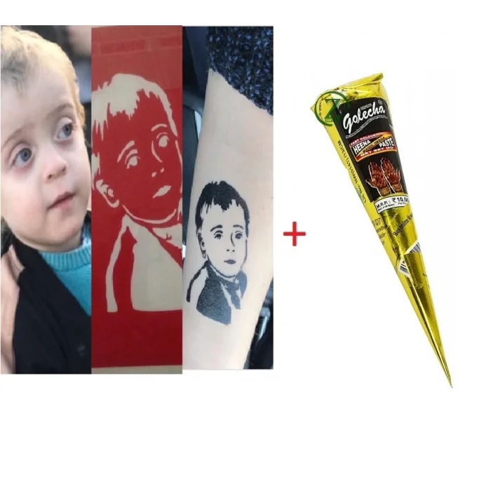 Resimden Geçici Dövme Yapma Seti Kına ve fırça Hediyeli