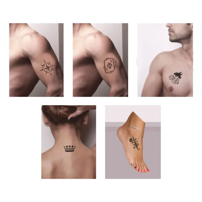 Rota ve Şans Desenleri Hint Kınası ile Geçici Dövme Yapma Seti