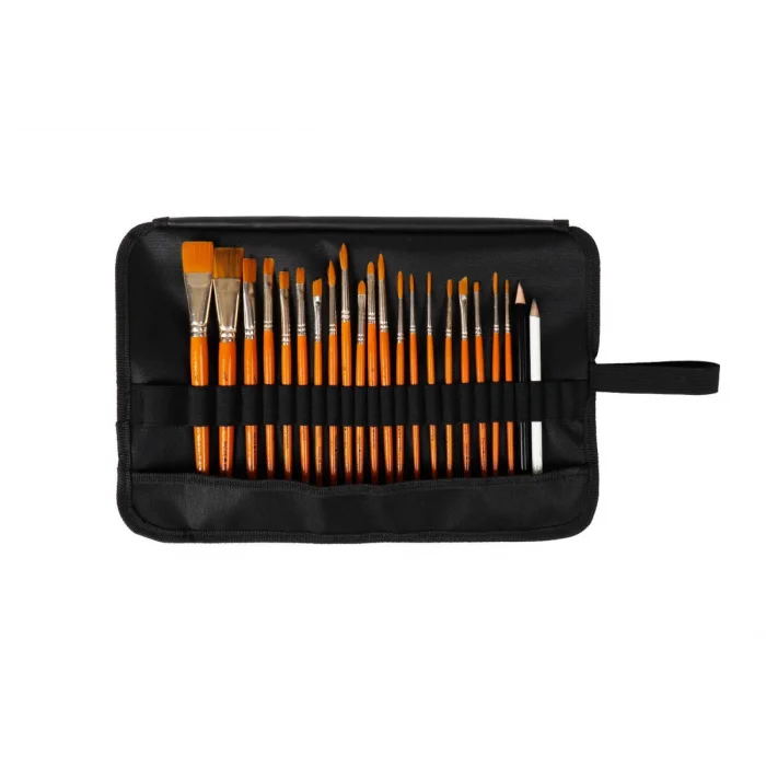 Rulo Fırça Cüzdanı / Çantası 24x35 cm. SİYAH (Kısa Fırçalık)