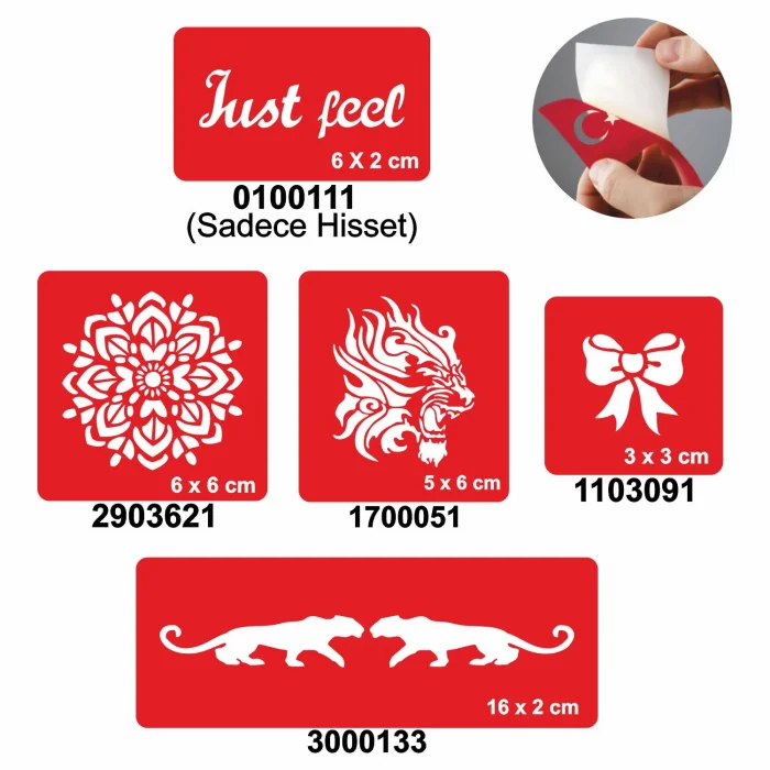 Sadece Hisset 5li Set Geçici Dövme Kına Şablonu