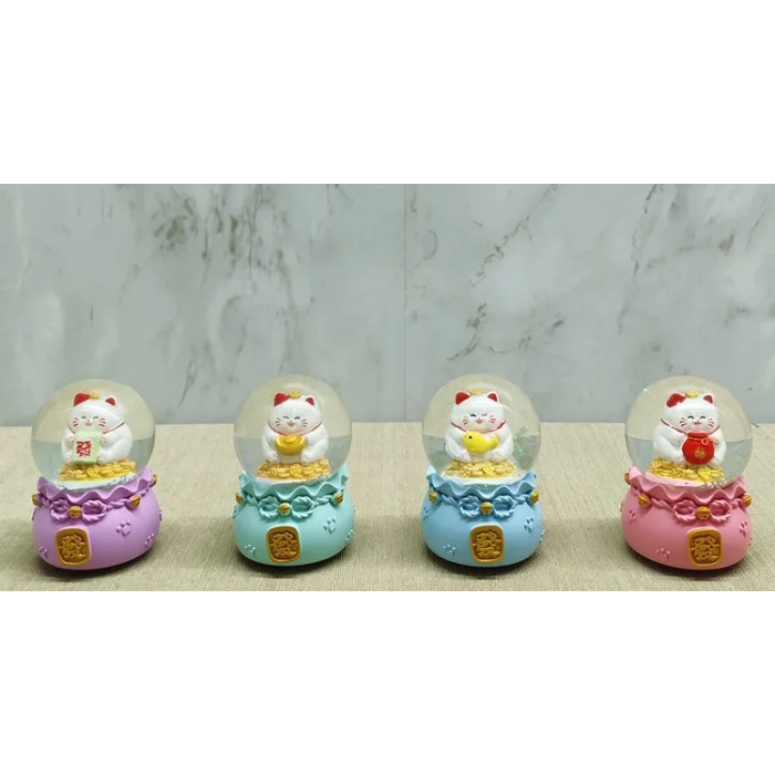 Şans Kedisi Işıklı Kar Küresi SPR4914