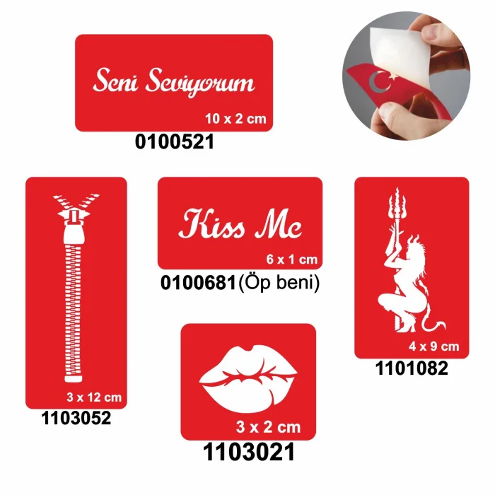 Seni Seviyorum 5li Set Geçici Dövme Kına Şablonu