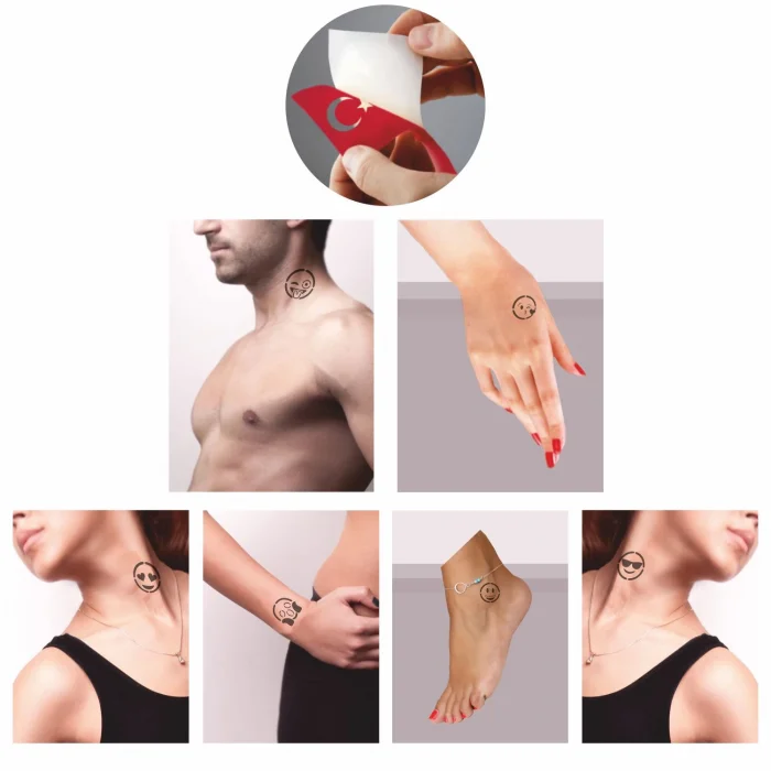 Sevimli Emojiler Hint Kınası ile Geçici Dövme Yapma Seti