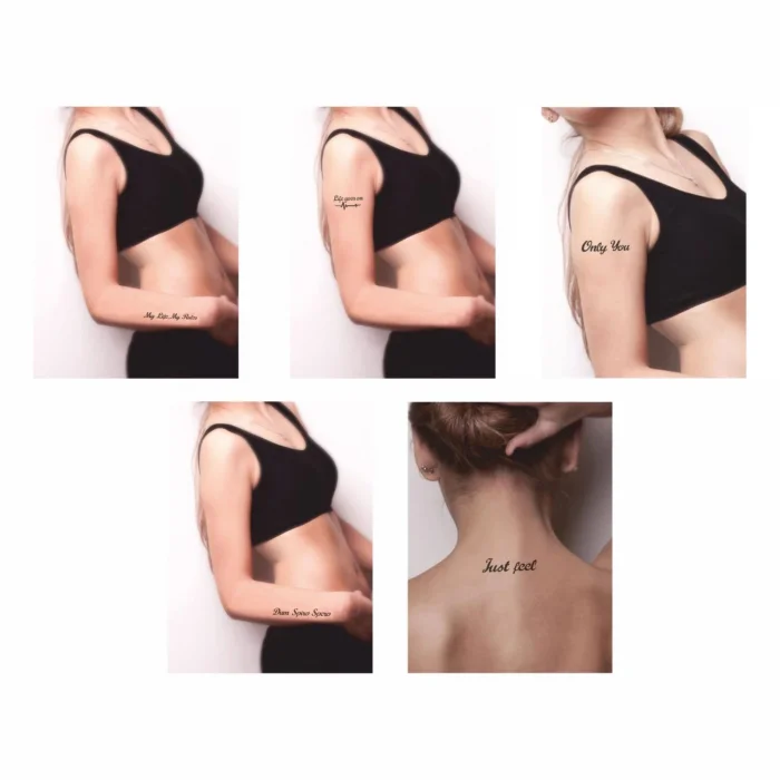 Sihirli Sloganlar 5li Set Geçici Dövme Kına Şablonu