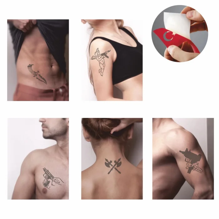 Silah Desenleri Hint Kınası ile Geçici Dövme Yapma Seti