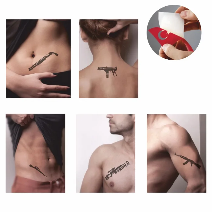 Silah Modelleri Dövme Şablonu Kına Deseni