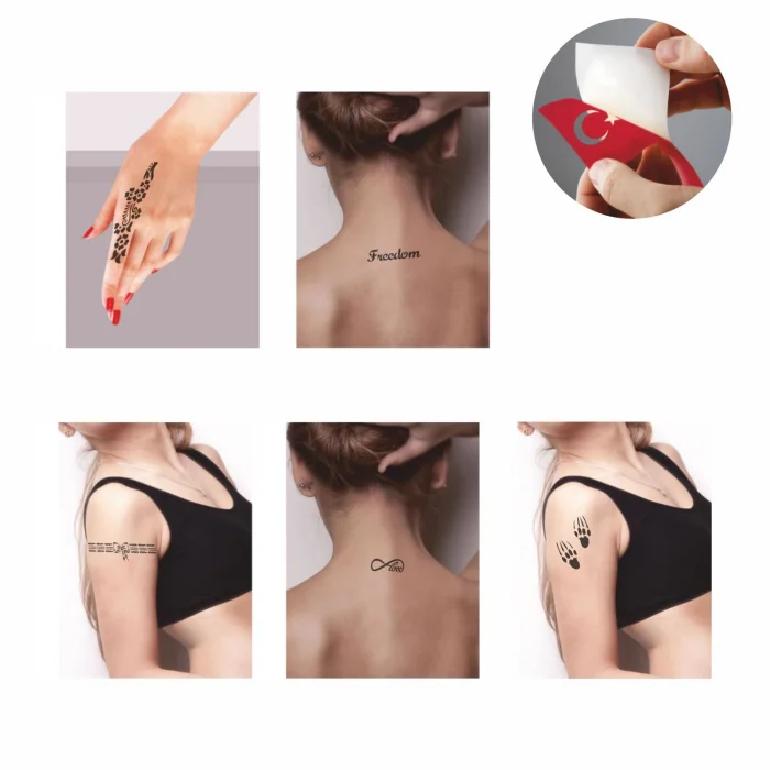 Sonsuz Pençe Desenleri Hint Kınası ile Geçici Dövme Yapma Seti