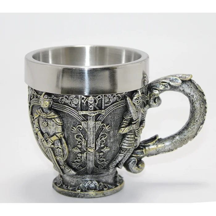 Şövalye Kabartmalı 3D Paslanmaz Çelik Kupa Bardak SPR4477