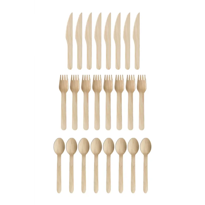 Supertrend 24 Parça Doğa Dostu Ahşap Çatal Bıçak Kaşık Seti