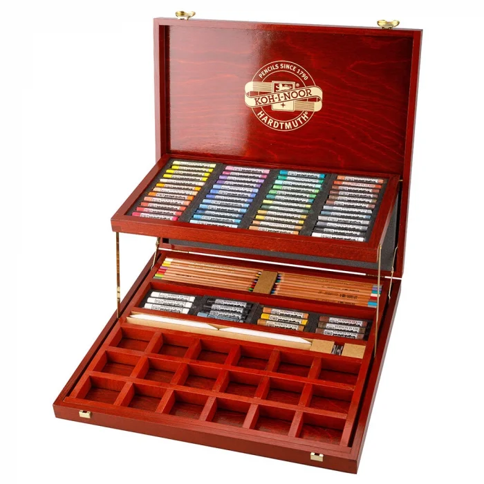 Supertrend 8896-02 Gioconda Artists Set Karakalem Eskiz Resim ve Çizim Seti 117 Parça Ahşap Kutulu