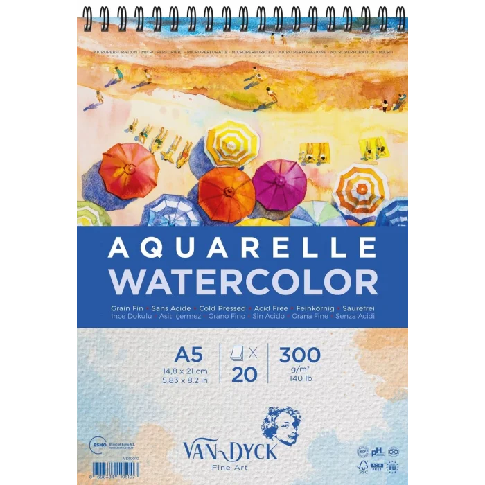 Supertrend Cold Pres Spiralli Sulu Boya Defteri Blok 300 gr. A5 20 yaprak