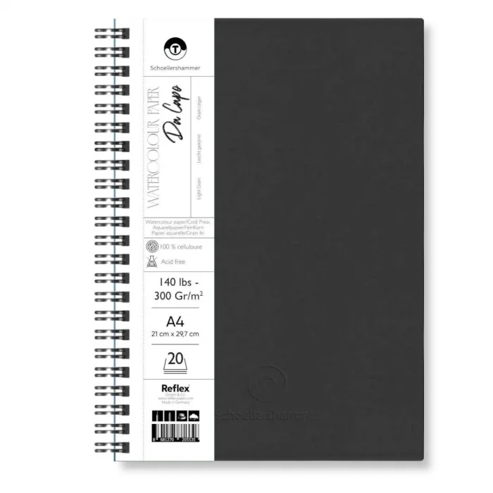 Supertrend Da Capo Cold Press Sert Kapak Suluboya Defteri 300 gr. A4 20 yaprak SİYAH