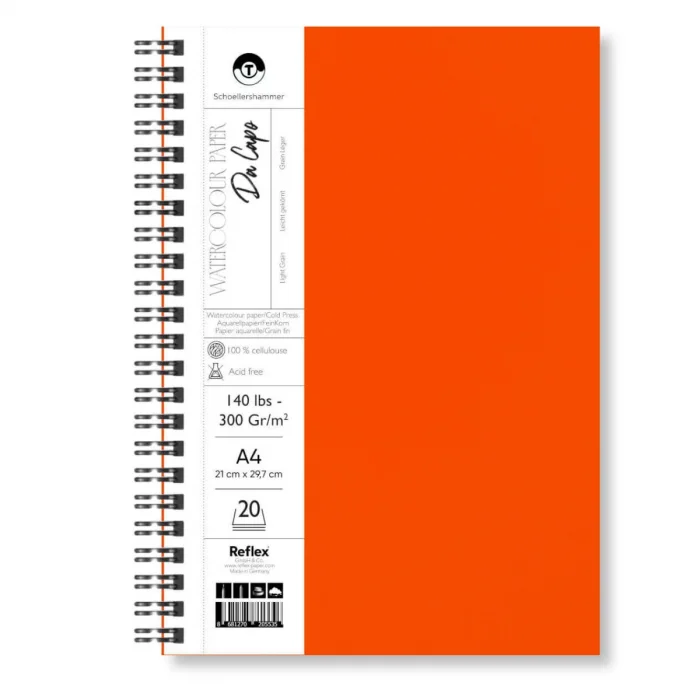 Supertrend Da Capo Cold Press Sert Kapak Suluboya Defteri 300 gr. A4 20 yaprak TURUNCU