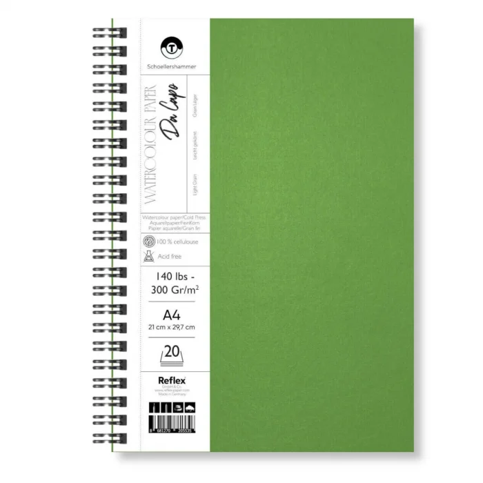 Supertrend Da Capo Cold Press Sert Kapak Suluboya Defteri 300 gr. A4 20 yaprak YEŞİL