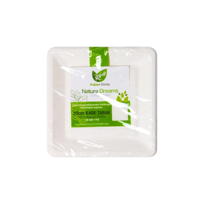 Supertrend Doğaya Dönüşümlü Kare Tabak 20cm 25li